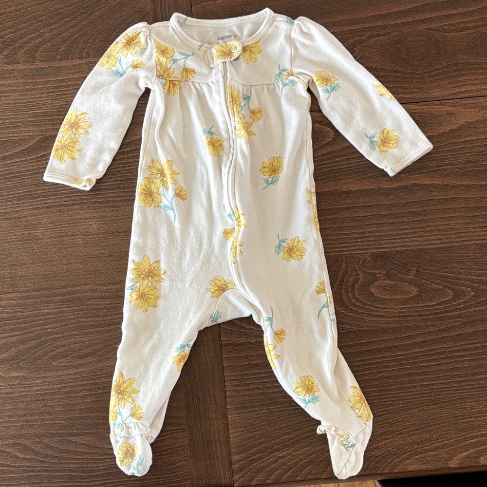Carter's White and Yellow Floral Footie